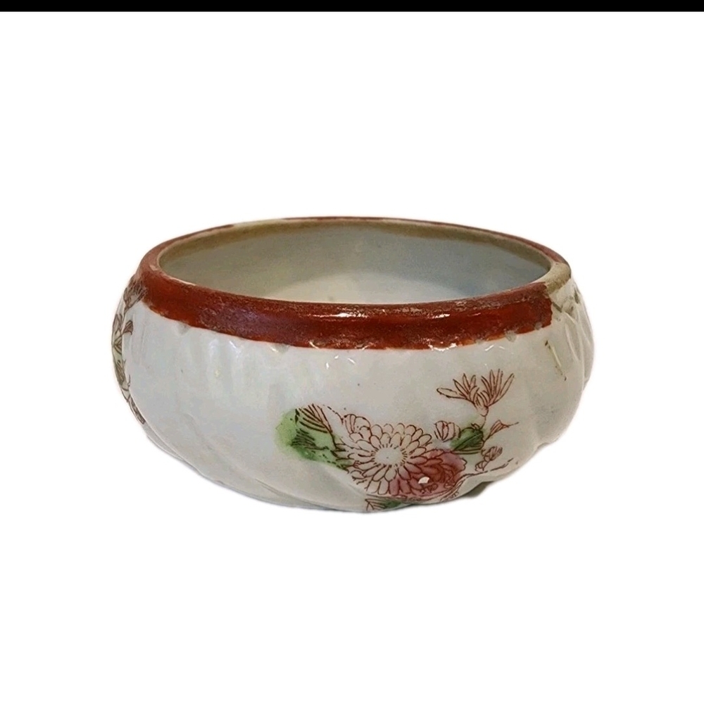 Trinket Dish Made in Japan Hand Painted Porcelain Round Dainty Pink Floral 3.5"